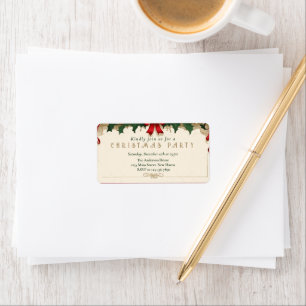 Vintage Blooms: Retro Christmas Address Label