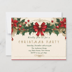 Vintage Blooms: Retro Christmas Invitation