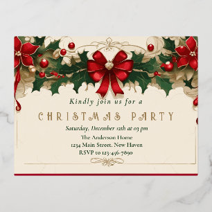 Vintage Blooms: Retro Christmas Invitation
