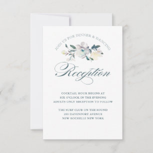 Vintage Blooms Watercolor Wedding Reception Card