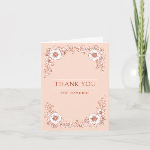 Vintage Blooms Wedding Thank You Card - Orange