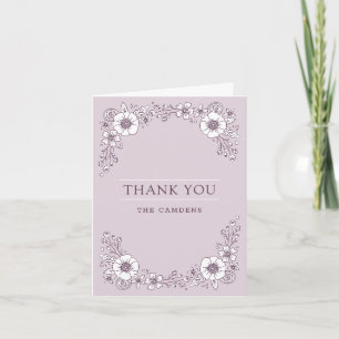 Vintage Blooms Wedding Thank You Card - Purple