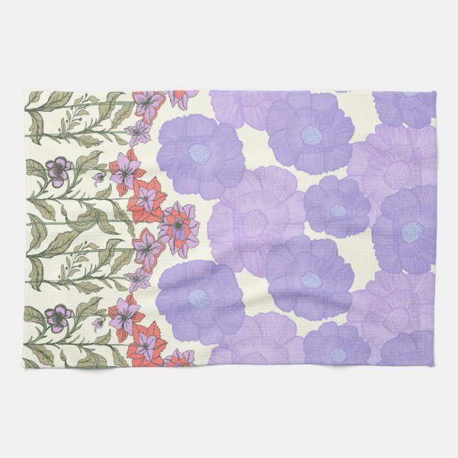 Vintage Bloomscape – Floral Botanical Kitchen Tea Towel (Horizontal)