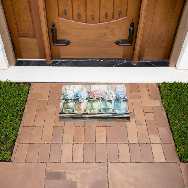 Vintage Blossom Hydrangea Mason Jars Doormat (Outdoor)