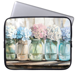 Vintage Blossom Hydrangea Mason Jars Laptop Sleeve