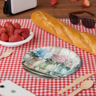 Vintage Blossom Hydrangea Mason Jars Paper Plate