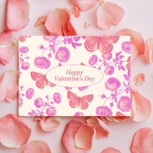 Vintage Blossoms and Butterflies Valentine's Day  Holiday Postcard
