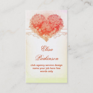 vintage blossoms red love heart business card