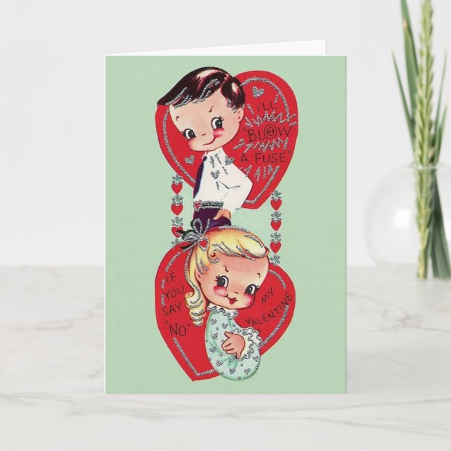 Vintage Blow A Fuse Valentine Holiday Card (Front)