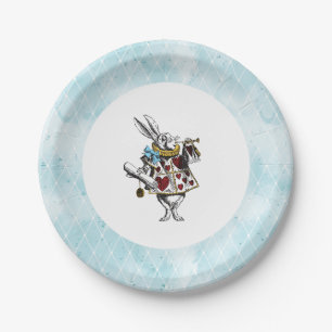 Vintage Blue Alice in Wonderland Rabbit Paper Plate