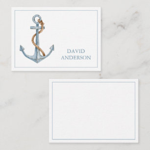 Vintage Blue Anchor With Rope Personalised Card