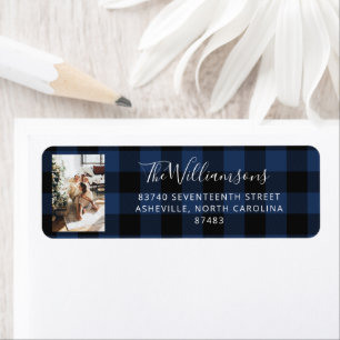 Vintage Blue and Black Buffalo Plaid Custom Photo