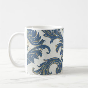Vintage Blue and Gold Baroque Damask Coffee Mug