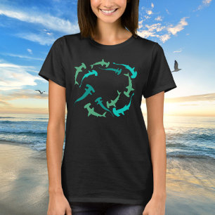 Vintage blue and green ocean hammerhead shark T-Shirt