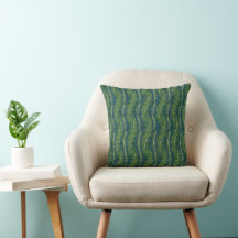Vintage Blue And Green Palm Tree Leaf Pattern