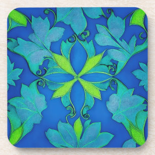 Vintage Blue and Green Wavy Design Coaster