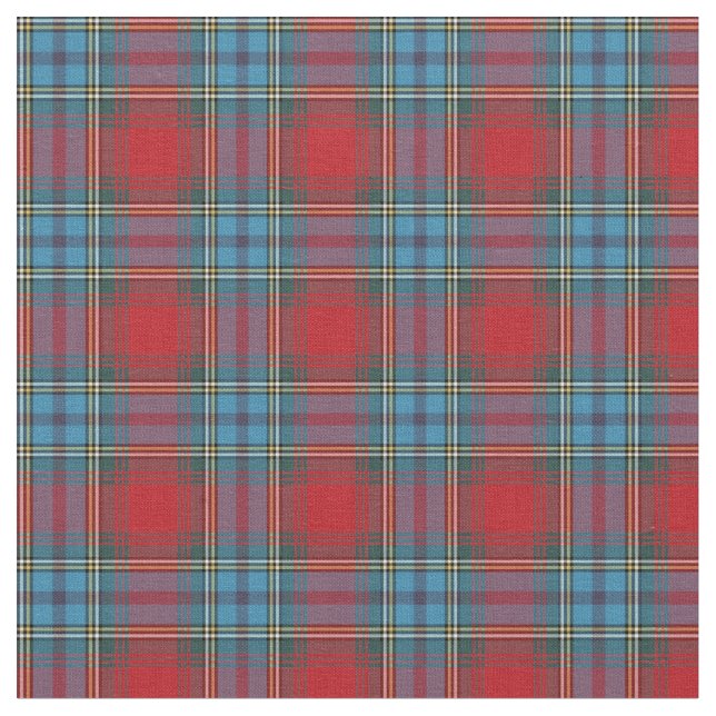 Vintage Blue and Red Scottish Plaid Fabric (Close Up)