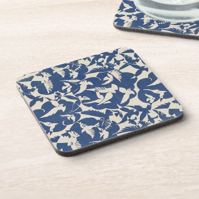 Vintage Blue and White Birds Japanese Art Coaster (Left Side)