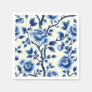 Vintage Blue and White Botanical Art Napkin