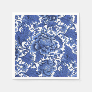 Vintage Blue and White Chintz Traditional Napkin