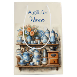 Vintage Blue and White Coffee Set Gift Bag