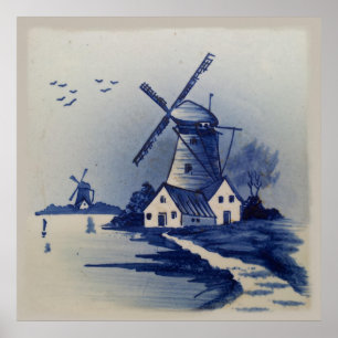 Vintage Blue and White Delft Poster