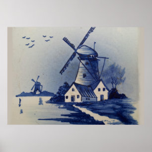 Vintage Blue and White Delft Poster