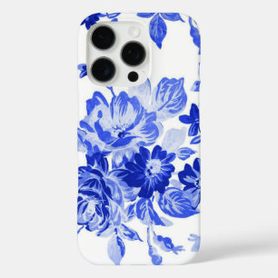 Vintage Blue and White Floral Pattern iPhone 16 Pro Case