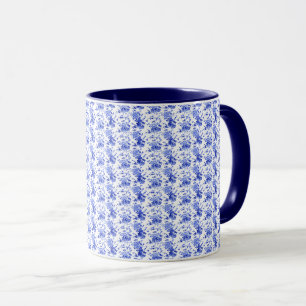 Vintage Blue and White Floral Pattern Mug