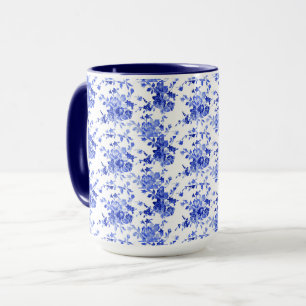 Vintage Blue and White Floral Pattern, Mug
