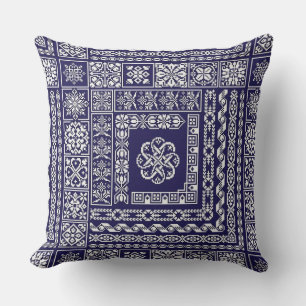 Vintage Blue and White Moroccan Pattern Cushion