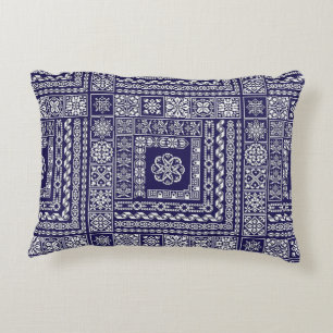 Vintage Blue and White Moroccan Pattern Decorative Cushion