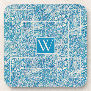 Vintage Blue and White Ornamental Floral Pattern Coaster