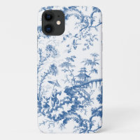 Vintage Blue and White Pagoda Chinoiserie