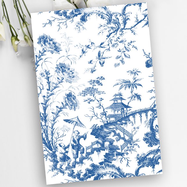 Vintage Blue and White Pagoda Chinoiserie Tissue Paper (Creator Uploaded)