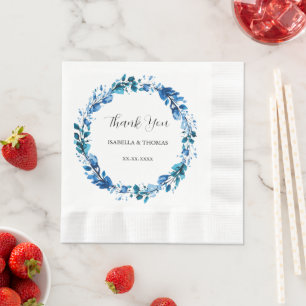 Vintage Blue and White Porcelain Floral Botanical Napkin