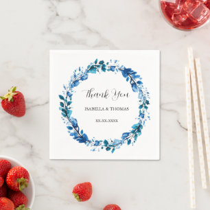 Vintage Blue and White Porcelain Floral Botanical Napkin