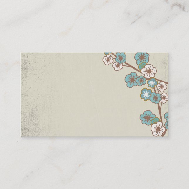 Vintage blue and white sakuras Business Card (Front)
