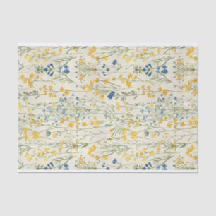 Vintage Blue and Yellow Flower Art Pattern No. 1 Tissue Paper