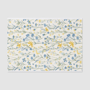 Vintage Blue and Yellow Flower Art Pattern No. 2 Tissue Paper