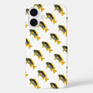 Vintage Blue and Yellow Grouper Fish, Marine Life iPhone 16 Case