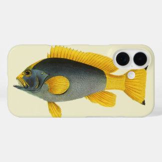 Vintage Blue and Yellow Grouper Fish, Marine Life iPhone 16 Case