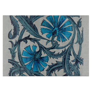 Vintage Blue Antique Flower art rustic Tile Decor Cutting Board