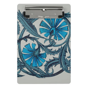 Vintage Blue Antique Flower art rustic Tile Decor Mini Clipboard