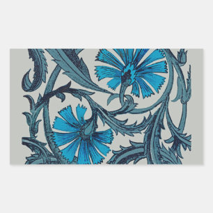 Vintage Blue Antique Flower art rustic Tile Decor Rectangular Sticker