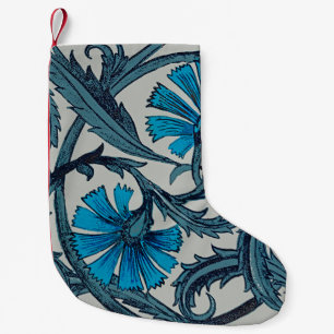 Vintage Blue Antique Flower art rustic Tile Decor Small Christmas Stocking