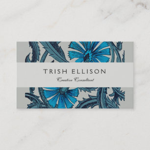 vintage blue antique flower arts crafts rustic business card