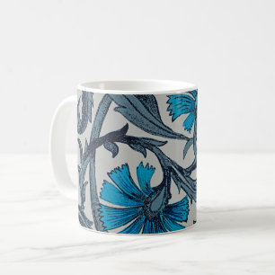 vintage blue antique flower arts crafts rustic coffee mug