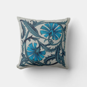vintage blue antique flower arts crafts rustic cushion