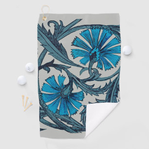 vintage blue antique flower arts crafts rustic golf towel